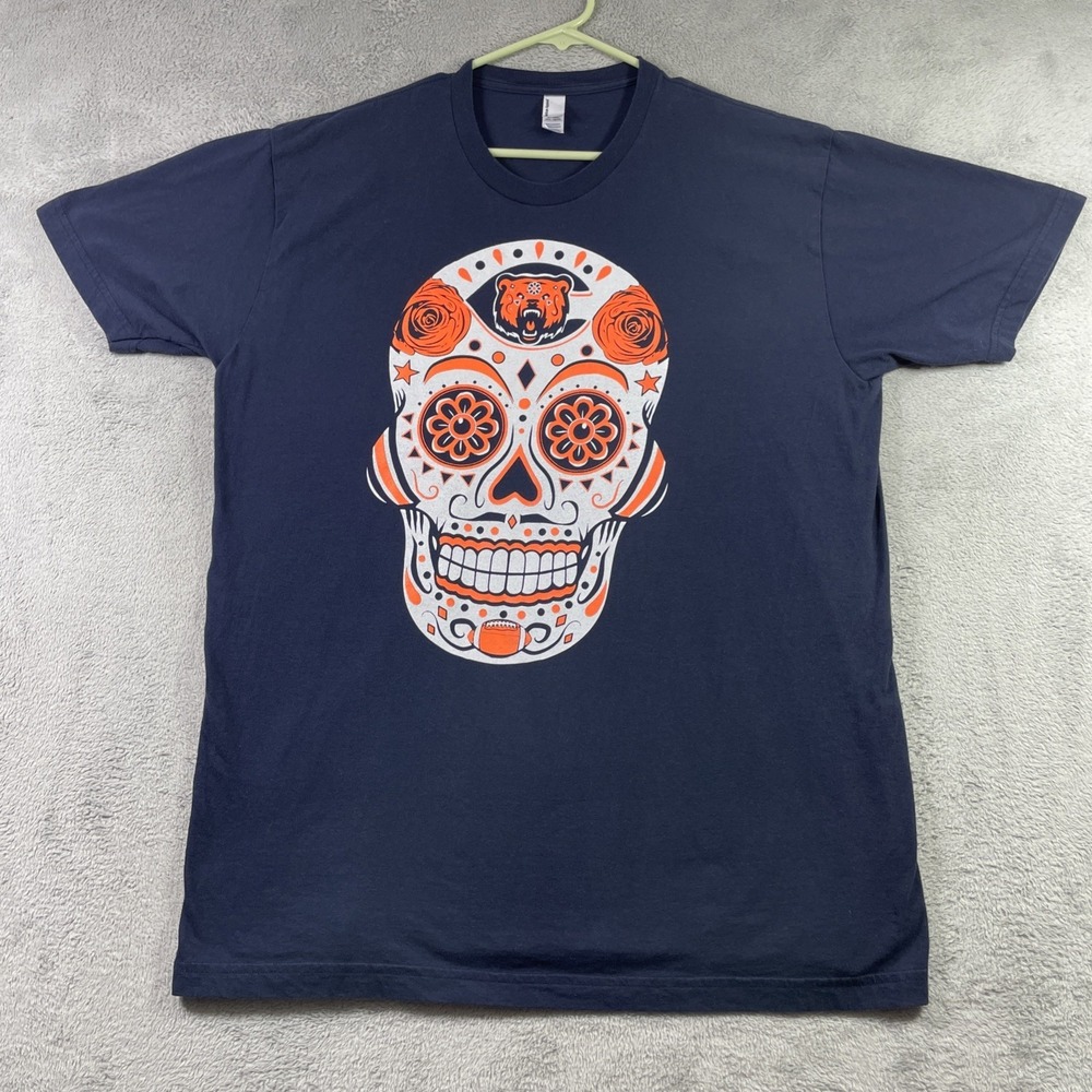 AFA Colorful Skull Shirt Adult XL Blue Graphic Tee Short Sleeve